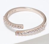 Diamonique x Courtney Khondabi Sterling Silver Rose-Clad Bypass Ring, Size 4